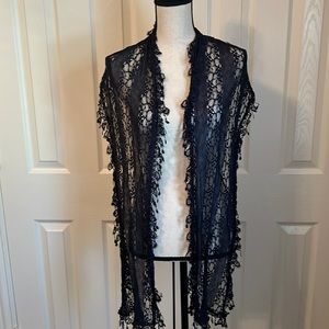 Navy lacy scarf